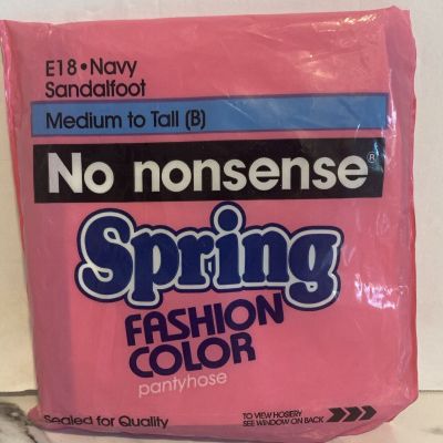 90’s No Nonsense Pantyhose Spring Fashion Color E18 NAVY MEDIUM to TALL (B) Vtg